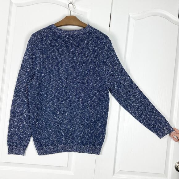 NWOT J. MCLAUGHLIN Sweater Men XL Linen Cotton Blue White Speckle LongSlv Nashau - Picture 3 of 9